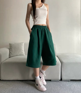 Pintuck Bermuda Pants Training Shorts Unisex Wear Unique