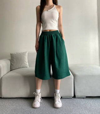 Pintuck Bermuda Pants Training Shorts Unisex Wear Unique