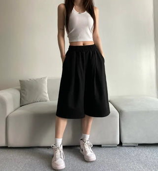 Pintuck Bermuda Pants Training Shorts Unisex Wear Unique