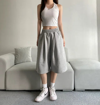 Pintuck Bermuda Pants Training Shorts Unisex Wear Unique