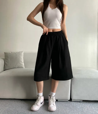 Pintuck Bermuda Pants Training Shorts Unisex Wear Unique