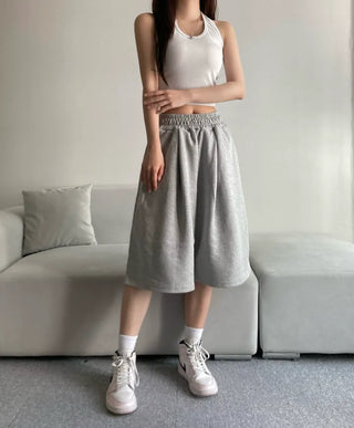Pintuck Bermuda Pants Training Shorts Unisex Wear Unique