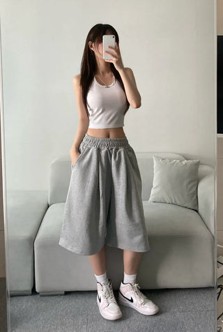 Pintuck Bermuda Pants Training Shorts Unisex Wear Unique