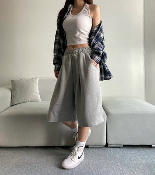 Pintuck Bermuda Pants Training Shorts Unisex Wear Unique