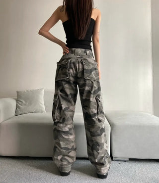 3D Multi-Pocket Military Pants Camo Cargo Wide Unisex
