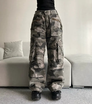 3D Multi-Pocket Military Pants Camo Cargo Wide Unisex