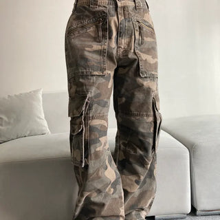 3D Multi-Pocket Military Pants Camo Cargo Wide Unisex