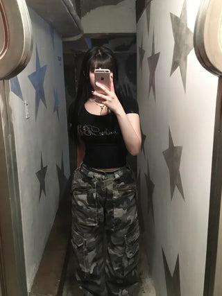 3D Multi-Pocket Military Pants Camo Cargo Wide Unisex