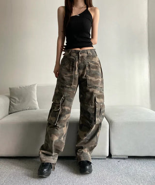 3D Multi-Pocket Military Pants Camo Cargo Wide Unisex