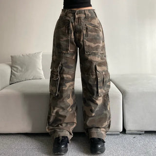 3D Multi-Pocket Military Pants Camo Cargo Wide Unisex
