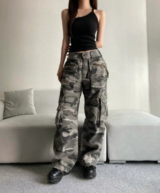 3D Multi-Pocket Military Pants Camo Cargo Wide Unisex