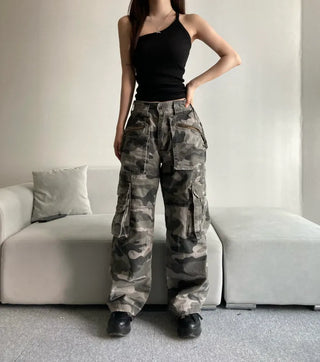 3D Multi-Pocket Military Pants Camo Cargo Wide Unisex