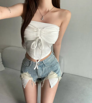 Vintage Pocket Denim Shorts Hot Pants Low-Rise Jeans