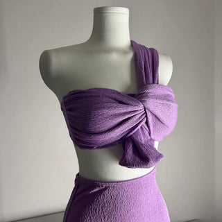 One-Shoulder High-Waisted Bikini Set Body-Shaping Swimwear Pool Party