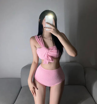 One-Shoulder High-Waisted Bikini Set Body-Shaping Swimwear Pool Party