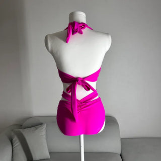 Voluminous Halter Shirred Strap Bikini Super Life-changing Photo