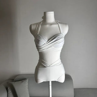 Voluminous Halter Shirred Strap Bikini Super Life-changing Photo