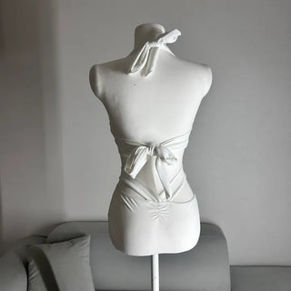 Voluminous Halter Shirred Strap Bikini Super Life-changing Photo