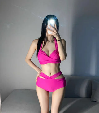 Voluminous Halter Shirred Strap Bikini Super Life-changing Photo