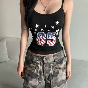 Star American Flag Sleeveless Tank Top y2k Unique