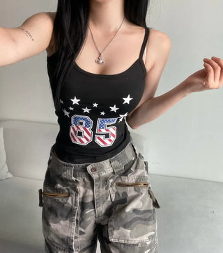 Star American Flag Sleeveless Tank Top y2k Unique