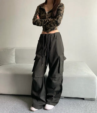 Military Slim Camo Zip-up Hoodie Unique Hip y2k