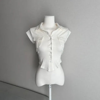 Short Sleeve Polo Shirt Cap Slim Spandex Tee