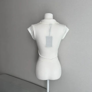 Short Sleeve Polo Shirt Cap Slim Spandex Tee