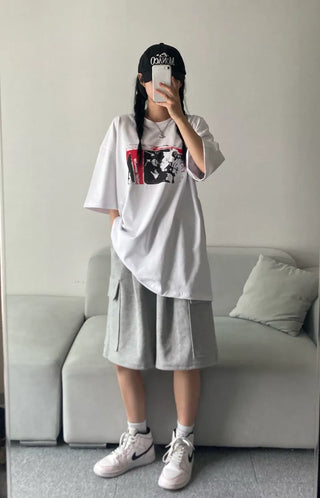 Printed Unisex Loose Fit Short Sleeve Oversized Pigment
