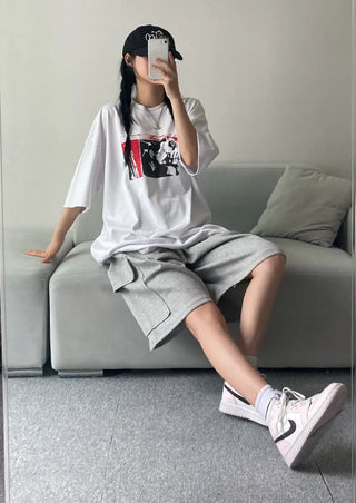 Printed Unisex Loose Fit Short Sleeve Oversized Pigment