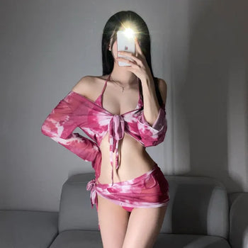 Marvel Piece Cover-up Resort Bikini Halterneck Unique Long-Sleeve