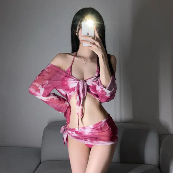 Marvel Piece Cover-up Resort Bikini Halterneck Unique Long-Sleeve