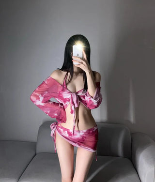Marvel Piece Cover-up Resort Bikini Halterneck Unique Long-Sleeve