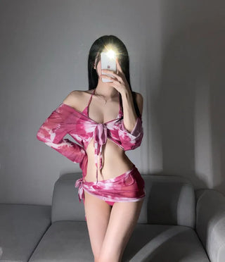 Marvel Piece Cover-up Resort Bikini Halterneck Unique Long-Sleeve