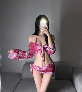 Marvel Piece Cover-up Resort Bikini Halterneck Unique Long-Sleeve