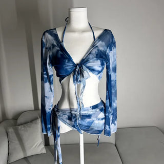 Marvel Piece Cover-up Resort Bikini Halterneck Unique Long-Sleeve