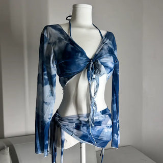 Marvel Piece Cover-up Resort Bikini Halterneck Unique Long-Sleeve