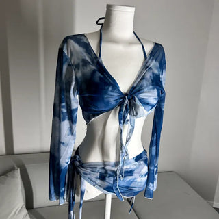 Marvel Piece Cover-up Resort Bikini Halterneck Unique Long-Sleeve