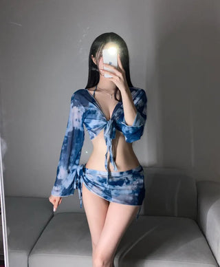 Marvel Piece Cover-up Resort Bikini Halterneck Unique Long-Sleeve