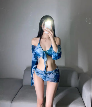 Marvel Piece Cover-up Resort Bikini Halterneck Unique Long-Sleeve
