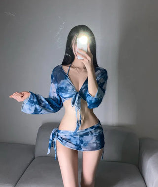 Marvel Piece Cover-up Resort Bikini Halterneck Unique Long-Sleeve