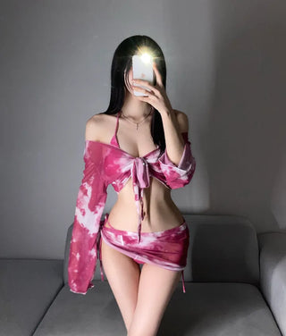 Marvel Piece Cover-up Resort Bikini Halterneck Unique Long-Sleeve