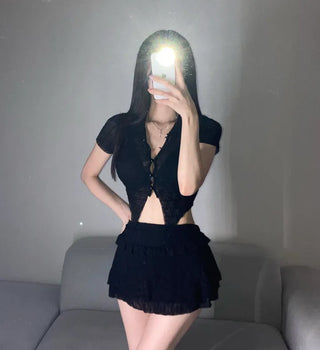 Special Offer!! 1007. Short Sleeve Collared Cover-up Swimsuit