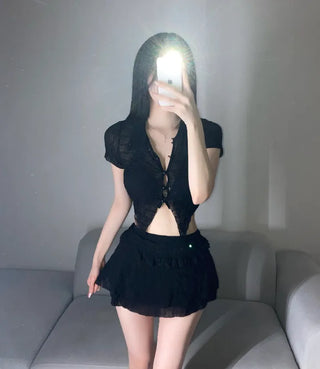 Special Offer!! 1007. Short Sleeve Collared Cover-up Swimsuit
