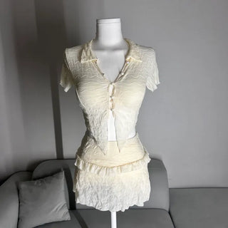 Special Offer!! 1007. Short Sleeve Collared Cover-up Swimsuit
