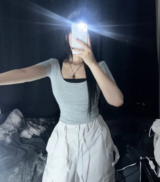Daily Plain Crop Strap Sleeveless Layered Basic Essential