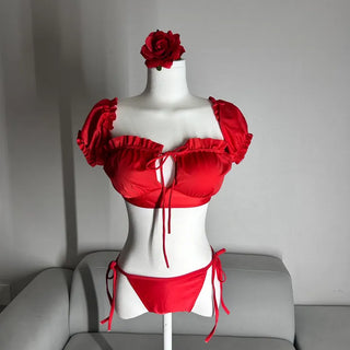 Resort Cover-up Puff Off-Shoulder Short Sleeve Bikini Perfect