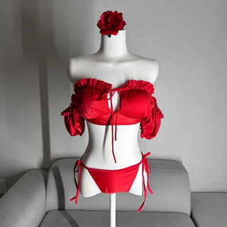 Resort Cover-up Puff Off-Shoulder Short Sleeve Bikini Perfect