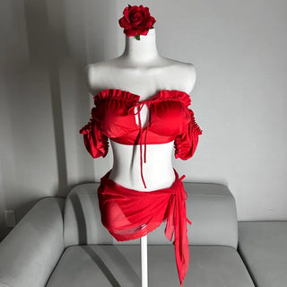 Resort Cover-up Puff Off-Shoulder Short Sleeve Bikini Perfect