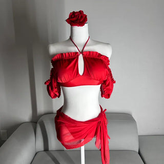 Resort Cover-up Puff Off-Shoulder Short Sleeve Bikini Perfect